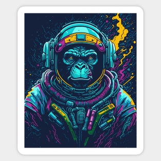 Vibrant Pop Art Space Monkey // Monkey Astronaut in Outer Space Sticker